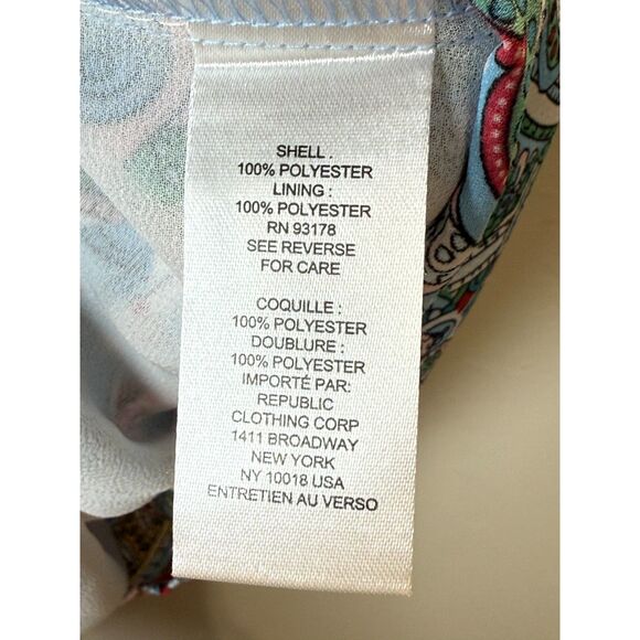 T-Tahari Flutter Sleeve Blouse Shirt Women's Size Small Royal Paisley Print - Picture 8 of 9